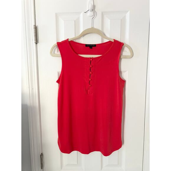 Banana Republic Sleeveless Shirt XS Tank Top Tangerine Red Orange with Buttons - Picture 1 of 5